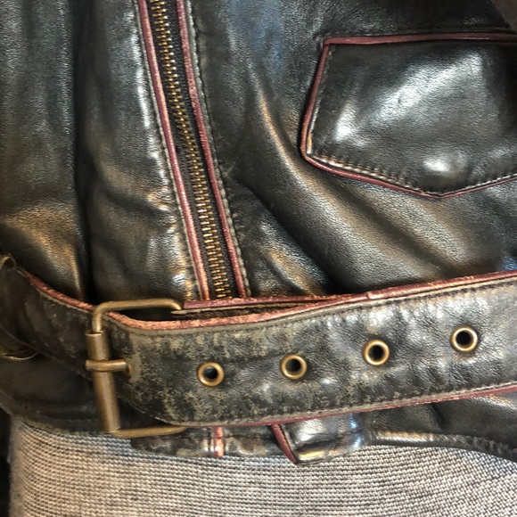 Gold’s Gym Leather Moto Jacket with Belt - Picture 3 of 15